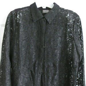 BLACK LACE BLOUSE - ADDITIONS (BY CHICO'S) - SIZE 1